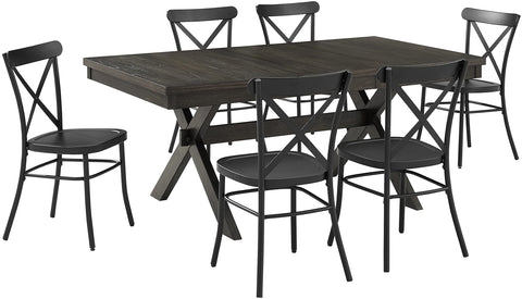 Hayden 7-Piece Dining Table Set For 6 W/Camille Chairs Matte Black/  Slate - Table & 6 Chairs