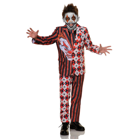 UNDERWRAPS Scary Suit Clown Halloween Costume - Torment Red & White Diamonds Clown Costume Suit Jacket (Medium (6-8))