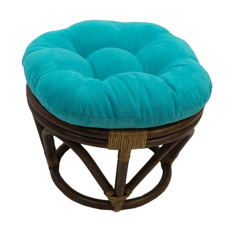 Rattan Ottoman with Micro Suede Cushion
