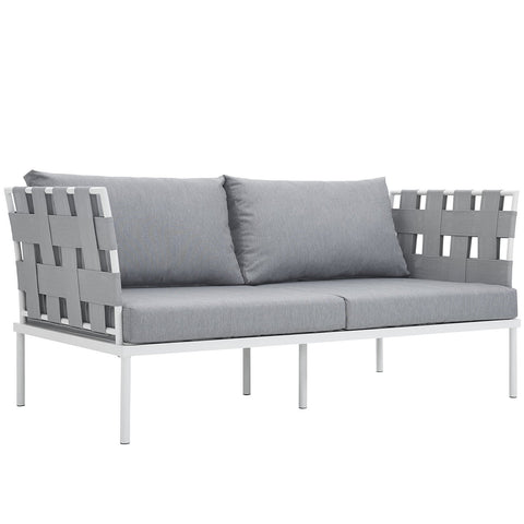 Modway EEI-2603-WHI-GRY Harmony Outdoor Patio Aluminum, Loveseat, White Gray