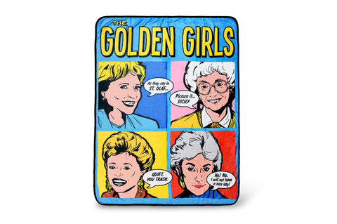 JUST FUNKY Golden Girls Pop-Art Gallery Throw Blanket | Features Famous Quotes | Large 60 x 45 Inches
