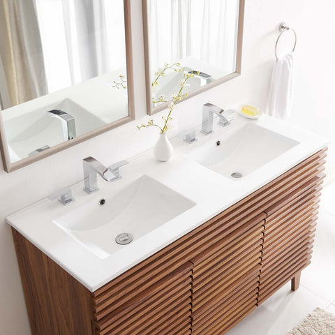 Modway EEI-4376-WHI Cayman 48" Double Basin Bathroom Sink, White