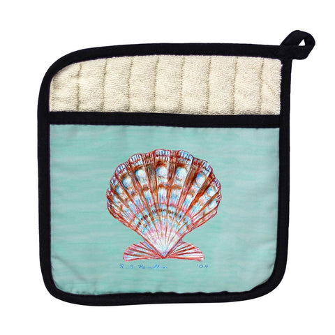 Betsy Drake PT112C Scallop Shell Teal Pot Holder