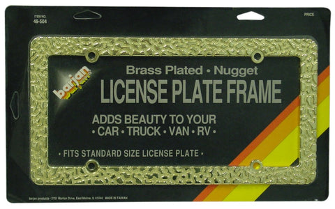 Barjan 48504 Deluxe Brass Plated Gold Nugget License Plate Frame