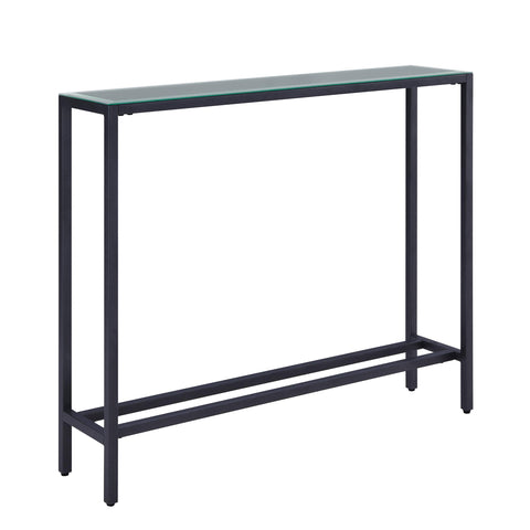 Darrin Narrow Mini Console Table w/ Mirrored Top  Gunmetal Gray