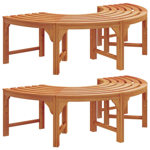 vidaXL Tree Bench 2 pcs Natural 160 x 80 x 45cm Solid Eucalyptus Wood, Outdoor Garden & Terrace Eucalyptus Bench, Vintage Style, Rustic Patio Seat for Relaxing