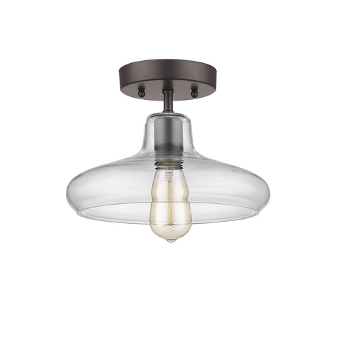 Chloe Lighting CH854008CL11-SF1 Industrial Industrial-Style 1 Light Rubbed Bronze Semi-Flush Ceiling Fixture 11" Shade