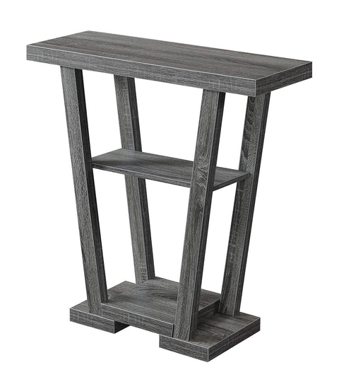 Convenience Concepts Newport V Console Table 31.5" - Modern Sofa Table with Storage Shelves, Narrow Entryway Hall Table for Living Room, Display Accent Table, Weathered Gray
