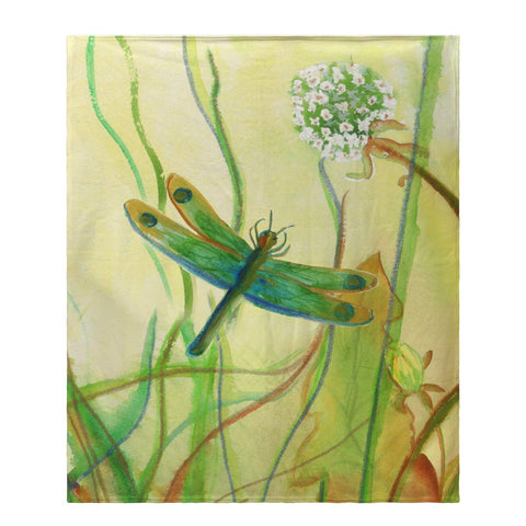 Betsy Drake Betsy's Dragonfly Fleece Throw Blanket 60 X 50 Inches