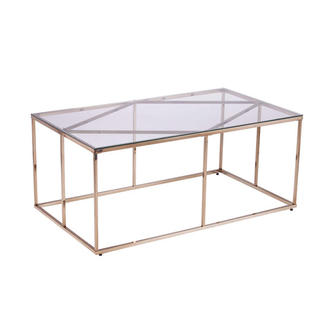 SEI Furniture Nicholance Contemporary 29" Glass-Top Cocktail Table, Champagne