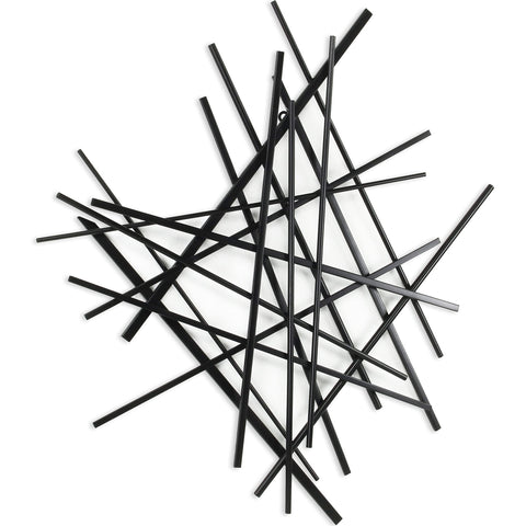 Cheung's Avalon Abstract Metal Wall Decor - Handcrafted Modern 28.5" Black Sculpture for Living Room