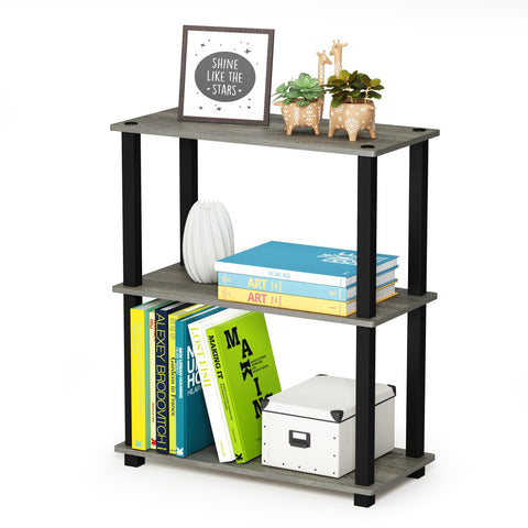 Furinno TURN-S-TUBE Storage Shelves, 3-Tier Book Shelf, Corner Shelf, Toolless Open Shelves, for Organization and Storage, Living Room, Garage, Home Office, French Oak