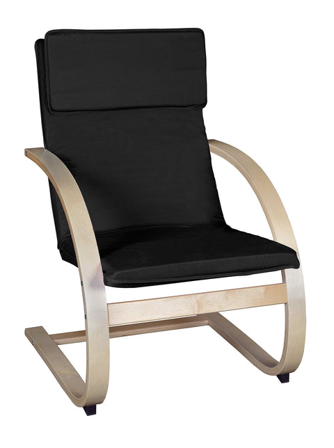 Niche Mia Bentwood Reclining Rocking Chair – Lightweight, Ergonomic & Durable with Washable Cotton Cover, Sturdy Cantilever Frame for Home, Office & Nursery (Natural/Black)