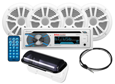 BOSS Audio Systems MCK508WB.64S Marine Boat Bluetooth Stereo & 6.5 Inch Speakers – CD DVD Player, AM/FM Radio Receiver Head Unit, Dipole Antenna