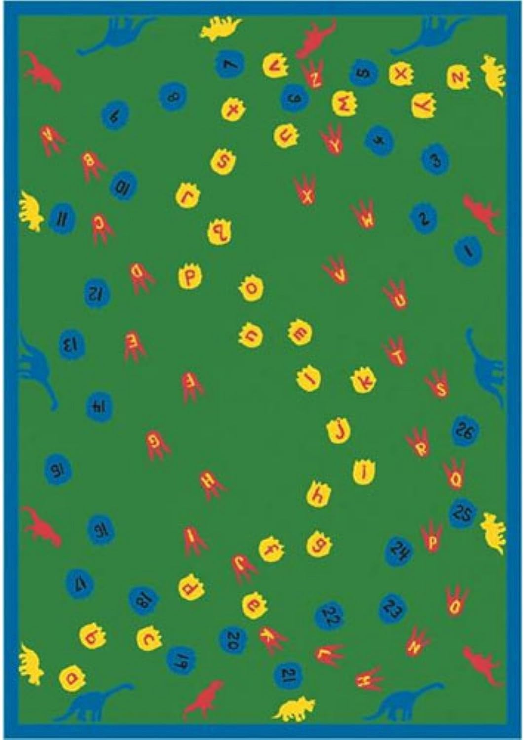 Joy Carpets Kid Essentials Early Childhood Dinosaur Walk Rug, Multicolored, 54 x 78