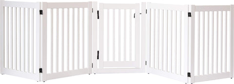 Highlander Series Solid Wood Pet Gates are Handcrafted by Amish Craftsman - 32" High - 5 Panel Walk Through - White
