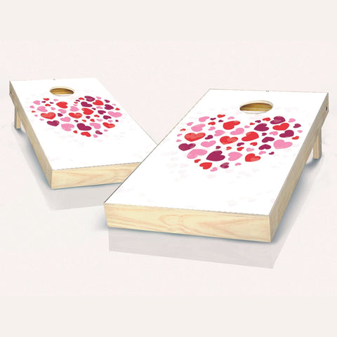 Skip's Garage Heart of Hearts Cornhole Set - 2x4 Boards (Corn Filled Bags) - Include Hole + Edge Lights