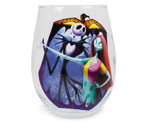Nightmare Before Christmas The Meant To Be Stemless Wine Glass | Official Disney Kitchen Accessories Collectible | Novelty Drinkware Gifts, Cocktail Glass For Home Barware | Holds 20 Ounces