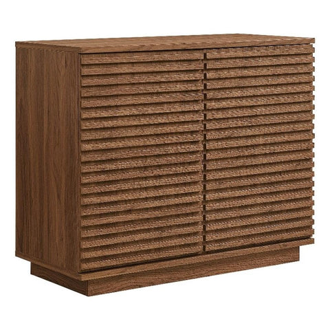 Modway Render 35 Inch Fluted Accent Cabinet in Walnut – 2-Door Modern Sideboard Buffet Cabinet with Storage for Living Room or Entryway