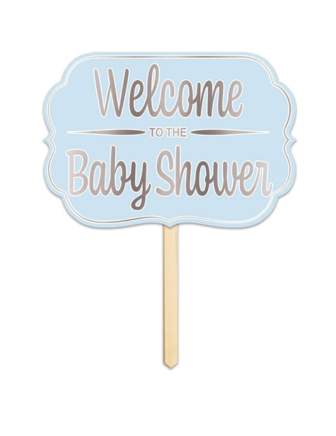 Welcome to The Baby Shower Foil Yard Sign - Blue