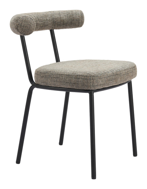 Zuo Kede Dining Chair (Set of 2) Green Tweed, Green Dining Chair, Soft Chenille Fabric, Plywood, Indoor Dining, 22.4" W x 22.8" D x 29.9" H