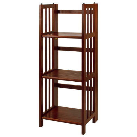 Casual Home Narrow 14" Wide 100% Solid Wood Folding Bookcase, Walnut