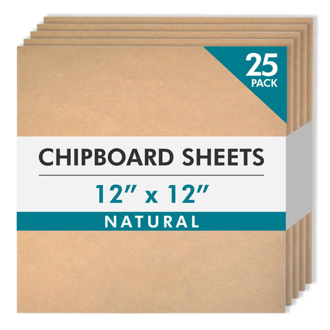 Grafix Medium Weight Chipboard – 12"x12", Assorted Acid-Free 0.057” Sheets, Create Three-Dimensional Embellishments for Cards, Papercrafts, Mixed Media, Home Décor, and More (Natural, 12"x12"x0.057")