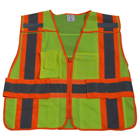 Petra Roc LVM2-PSVP-REG ANSI-107 Class 2 Contrast Public Safety Vest, Small/X-Large, Lime Mesh