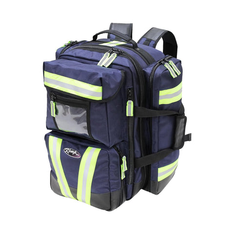 Kemp USA Premium Ultimate EMS Backpack for Men - Tactical Backpack Made with 1680 Denier Nylon - First Aid Kit EMS Bag with Multiple Pockets and Pouches - with D Tank Cylinder Straps - Navy Blue
