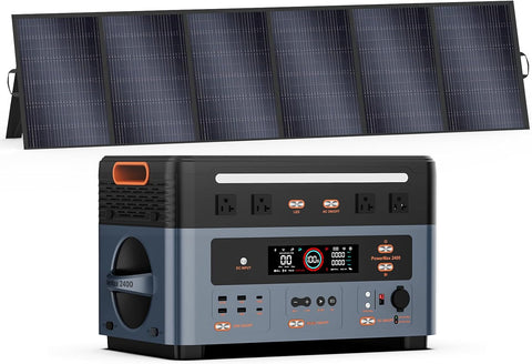 OSCAL 2400W Solar Generator with 500W Solar Panel, 1872Wh Power Station with 4 AC Outlets (5000W Peak), 1.45H Full Charging, APP Control Emergency Power Station for Home, Camping & RVs