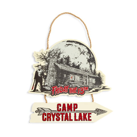 Silver Buffalo Friday The 13th Camp Crystal Lake Wooden Hanging Wall Sign | Ready To Display Art | 9 x 9 Inches