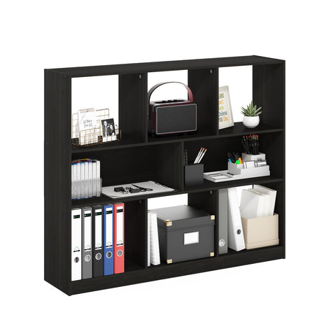 Furinno DALY Book Shelf, 8-Cube Bookshelf, Horizontal Cube Storage Organizer Bookcase, 10.9 x 47.2 x 39.4, for Living Room, Bedroom, Home Office, Espresso