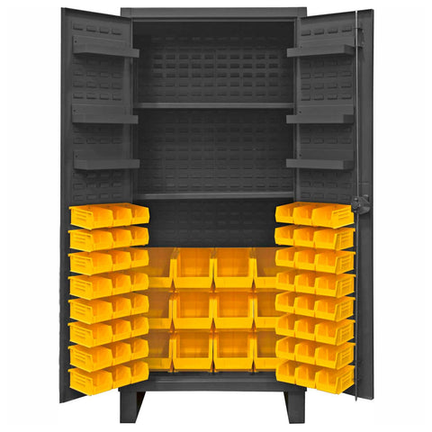 Durham Extra Heavy Duty Welded 12 Gauge Steel Cabinet with 60 Bins, HDC36-60-2S6D95, 1900 lbs Shelf Capacity, 24" Length x 36" Width x 78" Height, 8 Shelves