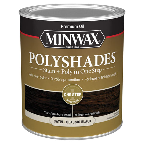 Minwax PolyShades Wood Stain + Polyurethane Finish – Quart, Classic Black, Satin