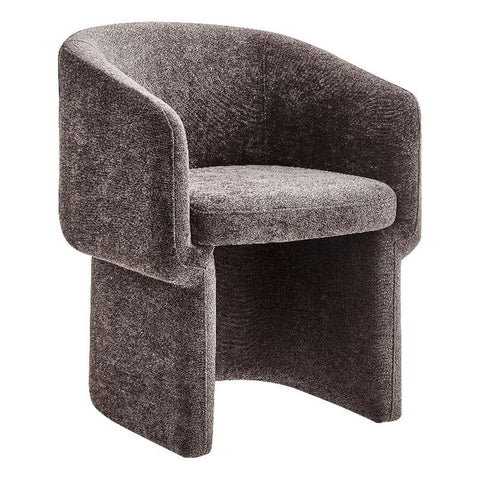 Modway Verity Modern Chenille Barrel Dining Chair in Chocolate Brown - Fabric Upholstered Round Accent Armchair with Curved Back - Padded Dining Chair or Club Chair - Cozy Living Room Accent Chair