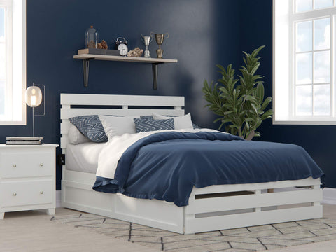 AFI Oxford Full Size Platform Bed with Footboard & Twin Trundle in White