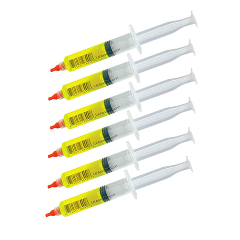 LEAKFINDER LF060 SOLO-SHOT Single-use Air Conditioner Refrigerant Leak Detection Syringe Kit - (6) Pre-filled Ultraviolet Fluorescent Universal AC Dye Syringes, Made in USA
