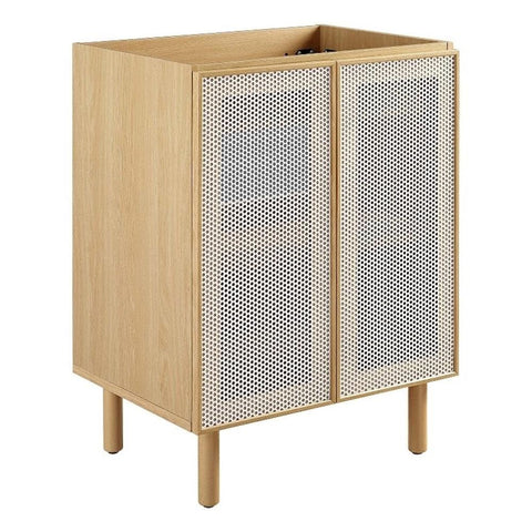Modway EEI-6621-OAK Calla 24" Perforated Metal Bathroom Vanity Cabinet (Sink Basin Not Included), Oak