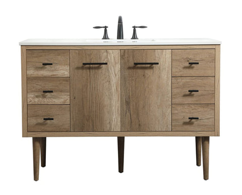 Elegant Decor Indoor Modern Under Sink Bathroom Fixtures Storage Organizer Cabinet 48 inch Single Bathroom Vanity - Natural Oak
