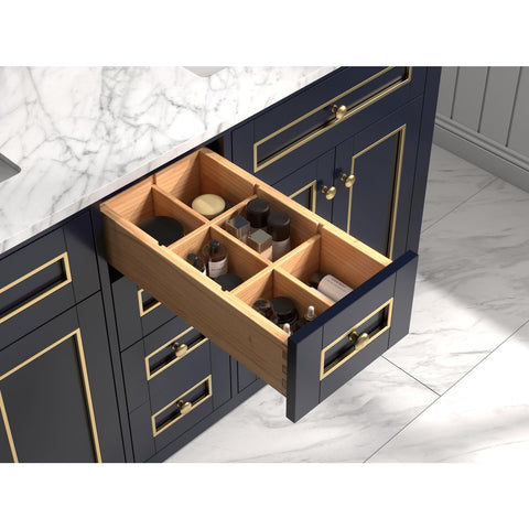 Legion Furniture Blue Bathroom Vanity Cabinet w/Carrara White Top Black/60