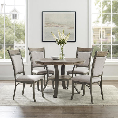 Powell Franklin 5-Piece Dining Set in Pewter Wood and Metal D1283B19DGP