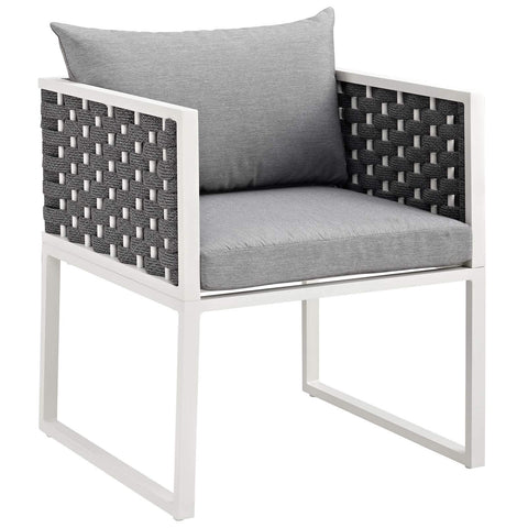 Stance Outdoor Patio Aluminum Dining Armchair White Gray