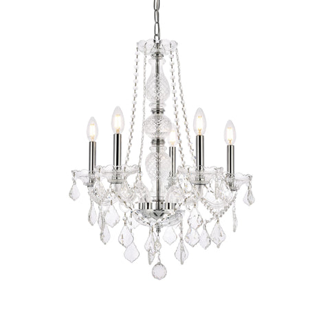 Elegant Furniture Verona 5 Light Chrome Chandelier Clear Royal Cut Crystal