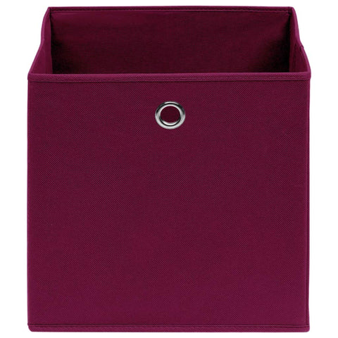 vidaXL Foldable Storage Boxes in Non-Woven Fabric, Set of 4 11"x11"x11", Dark Red for Storing Clothes and Accessories, Space-Saving and Free from Clutter