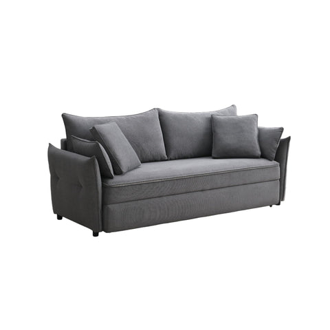 Irina Sofa w/Sleeper Storage  and 4 Pillows Gray Fabric