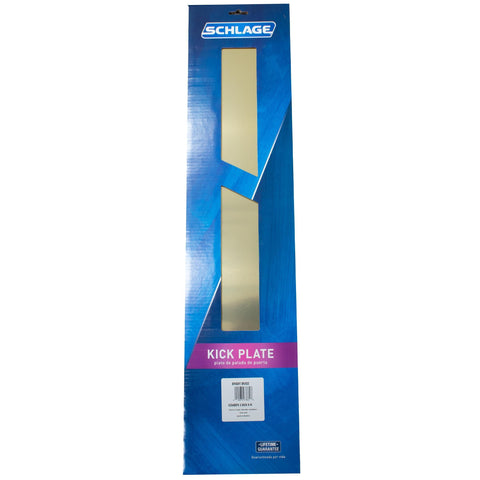 Schlage 8 in. H x 34 in. L Bright Brass Aluminum Kickplate