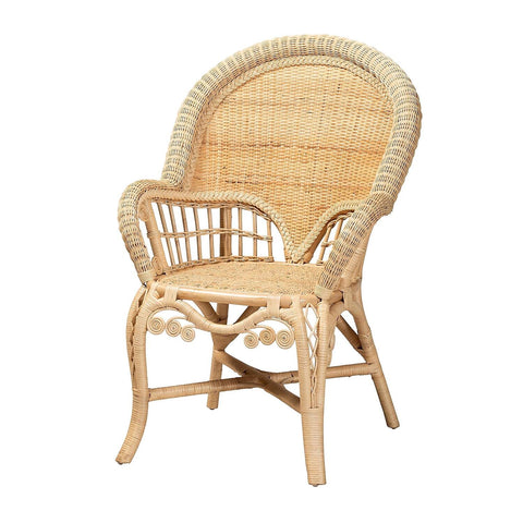 Baxton Studio Bali & pari Ratu Natural Rattan Accent Chair, Natural