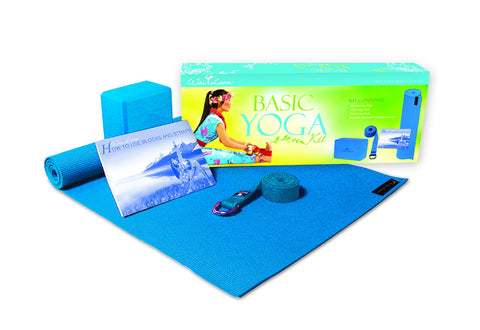 Wai Lana Basic Yoga Kit Includes Yoga Mat, 4” Foam Block, Strap and Instructional Poster