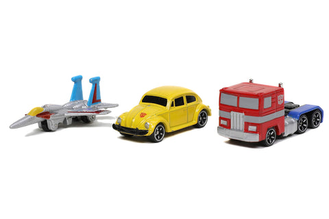Jada Transformers G1 1.65" Nano 3-Pack Die-cast Cars, Toys for Kids and Adults