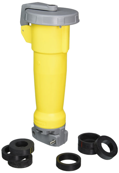 Hubbell Wiring Systems M4100C12 Ship-to-Shore Zytel Super Tough Nylon Watertight Connector Body for Extension Cords/Adapters, 1-1.94" Cord Grip Range, Yellow